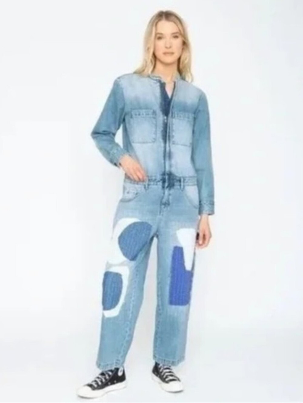 Free People × Sandrine Rose Patchwork Denim Jean Jumpsuit - XS